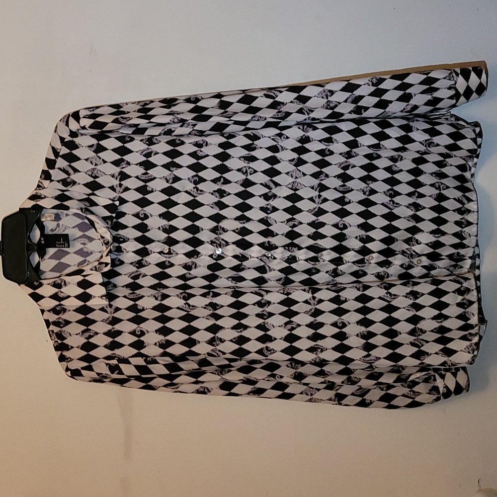 H&M Harlequin Diamond Long Sleeve Blouse Top